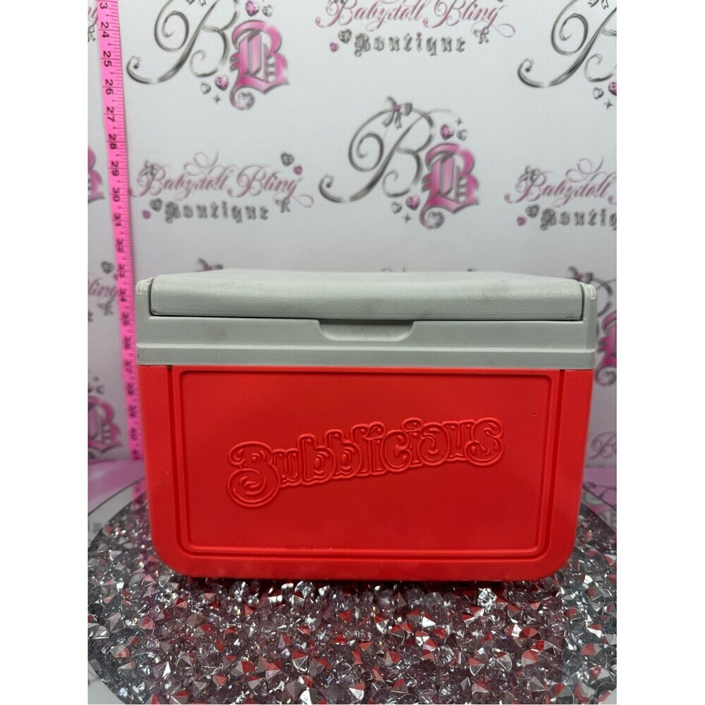 Coleman bubblicious Cooler neon orange pink coral retro cup holder interior